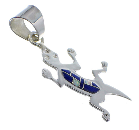 Lapis And Opal Sterling Silver Lizard Pendant Jewelry YX51765